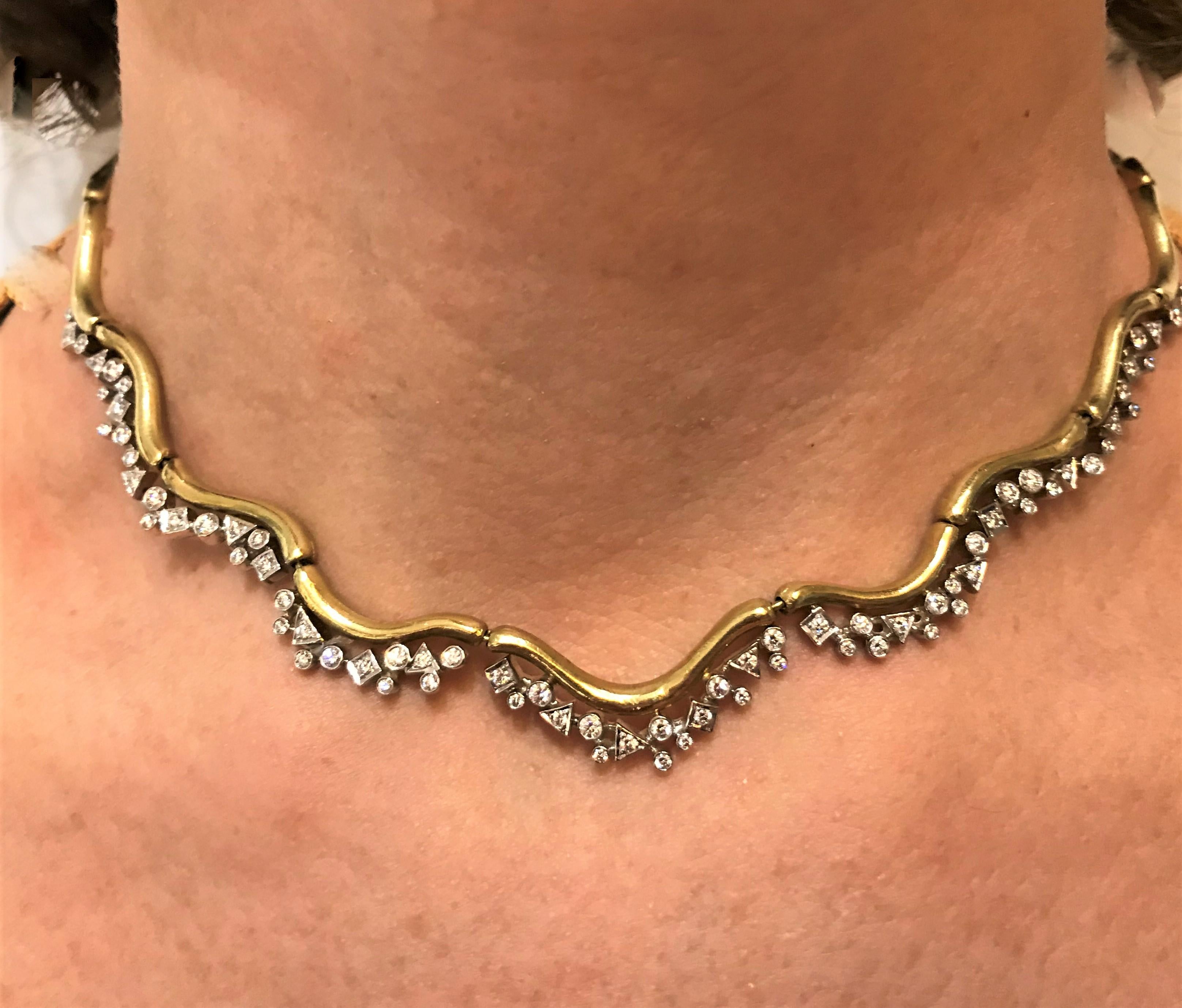 Seiden Gang 18 Karat Diamond Wave Necklace 1