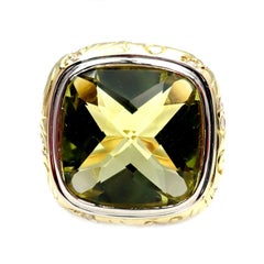 Seiden Gang Diamant Zitrone Citrin Gelbgold Ring