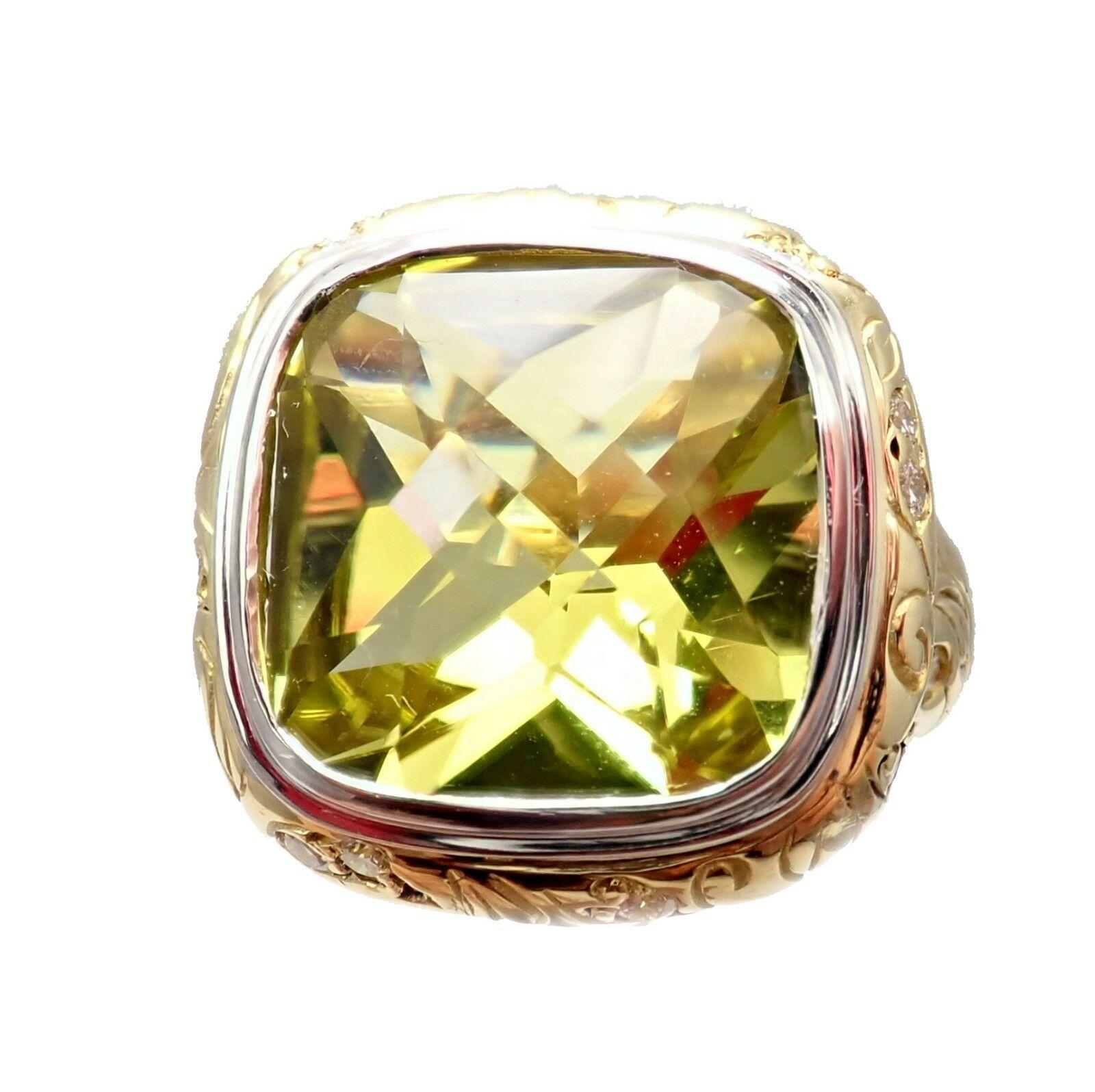 Seiden Gang Diamond Lemon Citrine Yellow Gold Ring In Excellent Condition In Holland, PA