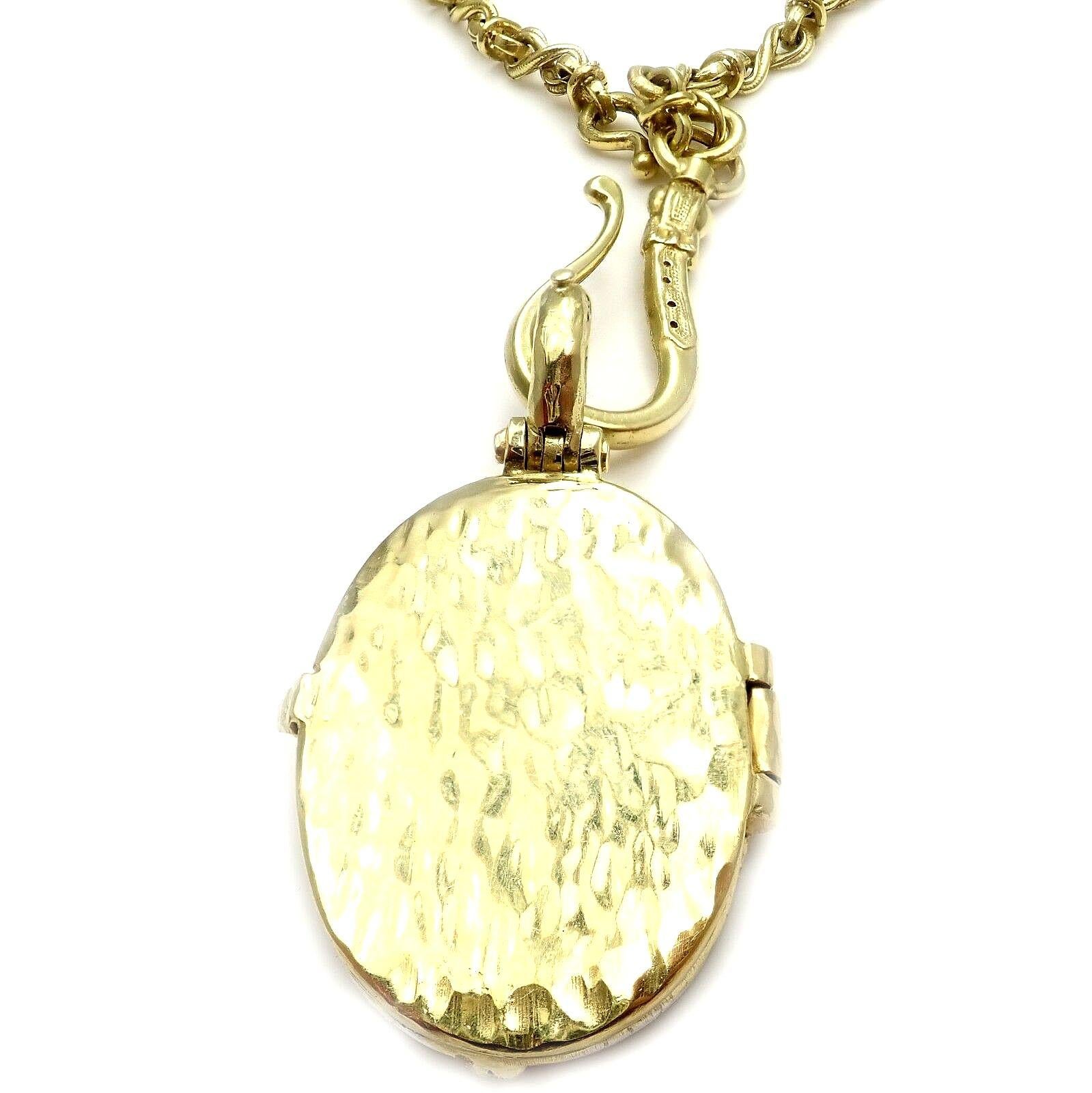 Women's or Men's Seiden Gang Diamond Ruby Locket Yellow Gold Necklace