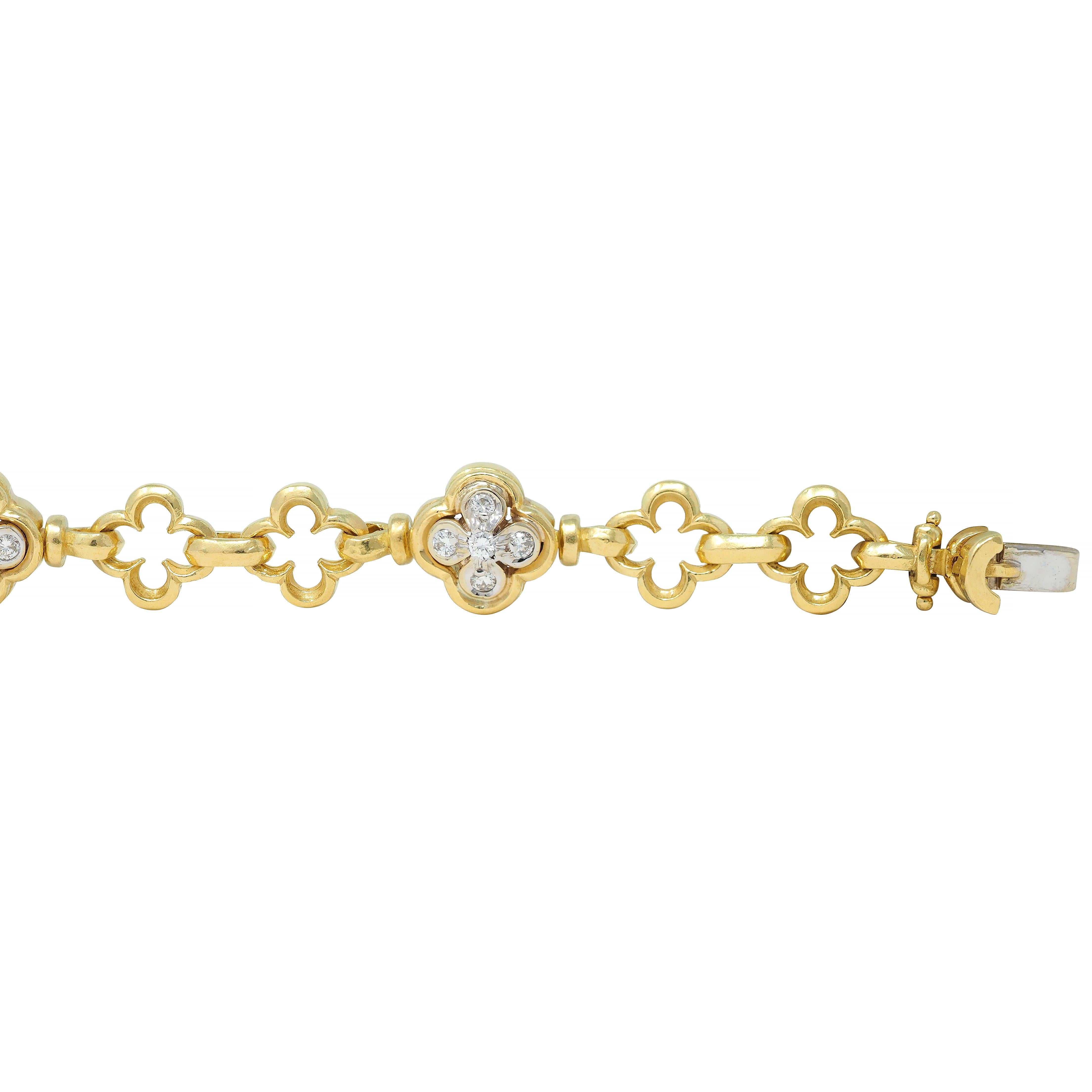 da uomo o donna SeidenGang Bracciale con Trifoglio d'epoca in oro 18 carati bicolore con diamante da 1,00 CTW in vendita