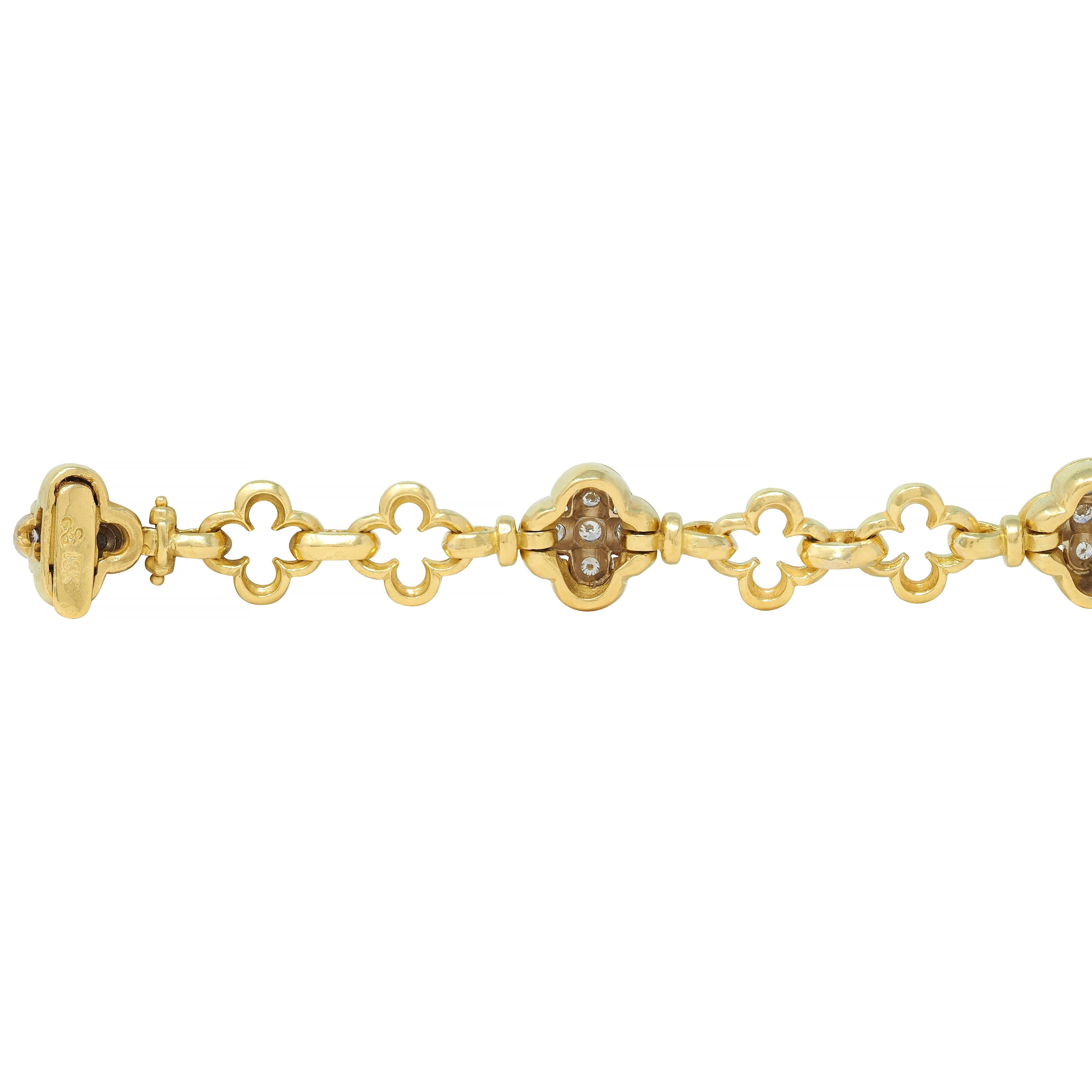 SeidenGang Bracciale con Trifoglio d'epoca in oro 18 carati bicolore con diamante da 1,00 CTW in vendita 1