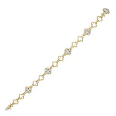 SeidenGang 1,00 CTW Diamant 18 Karat zweifarbiges Gold Vintage Kleeblatt-Armband