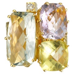 Seidengang 13.90 Carat Topaz Amethyst Parsiolite Diamond Gold Cocktail Ring