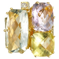 Anello da cocktail in oro con diamante e ametista Topazio da 13,90 carati Seidengang