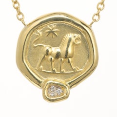 SeidenGang - Collier à pendentif en or jaune avec un diamant de 0,15 carat