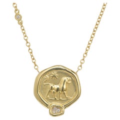 SeidenGang, collana con ciondolo in oro giallo con diamante da 0,15 carati The Leo Diamond