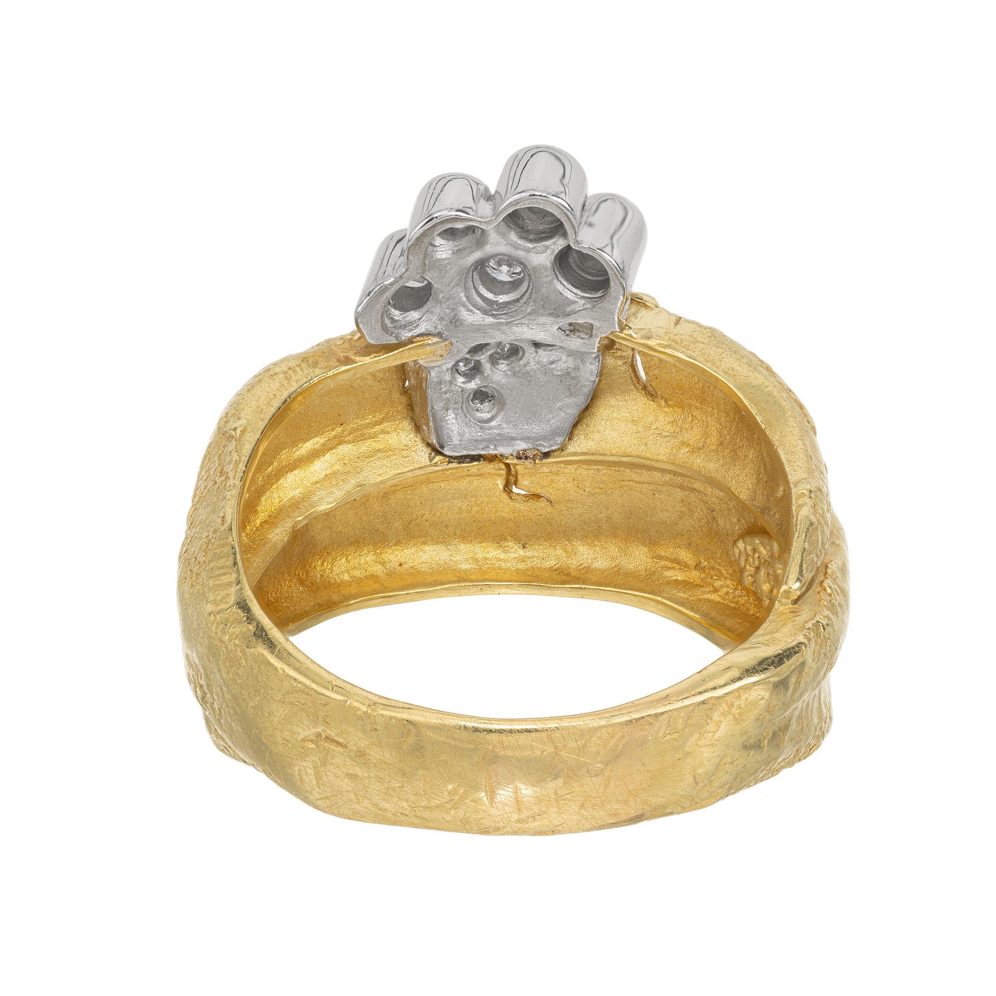 SeidenGang Bague de cocktail Odyssey en or jaune platine avec diamant de 0,15 carat Pour femmes en vente