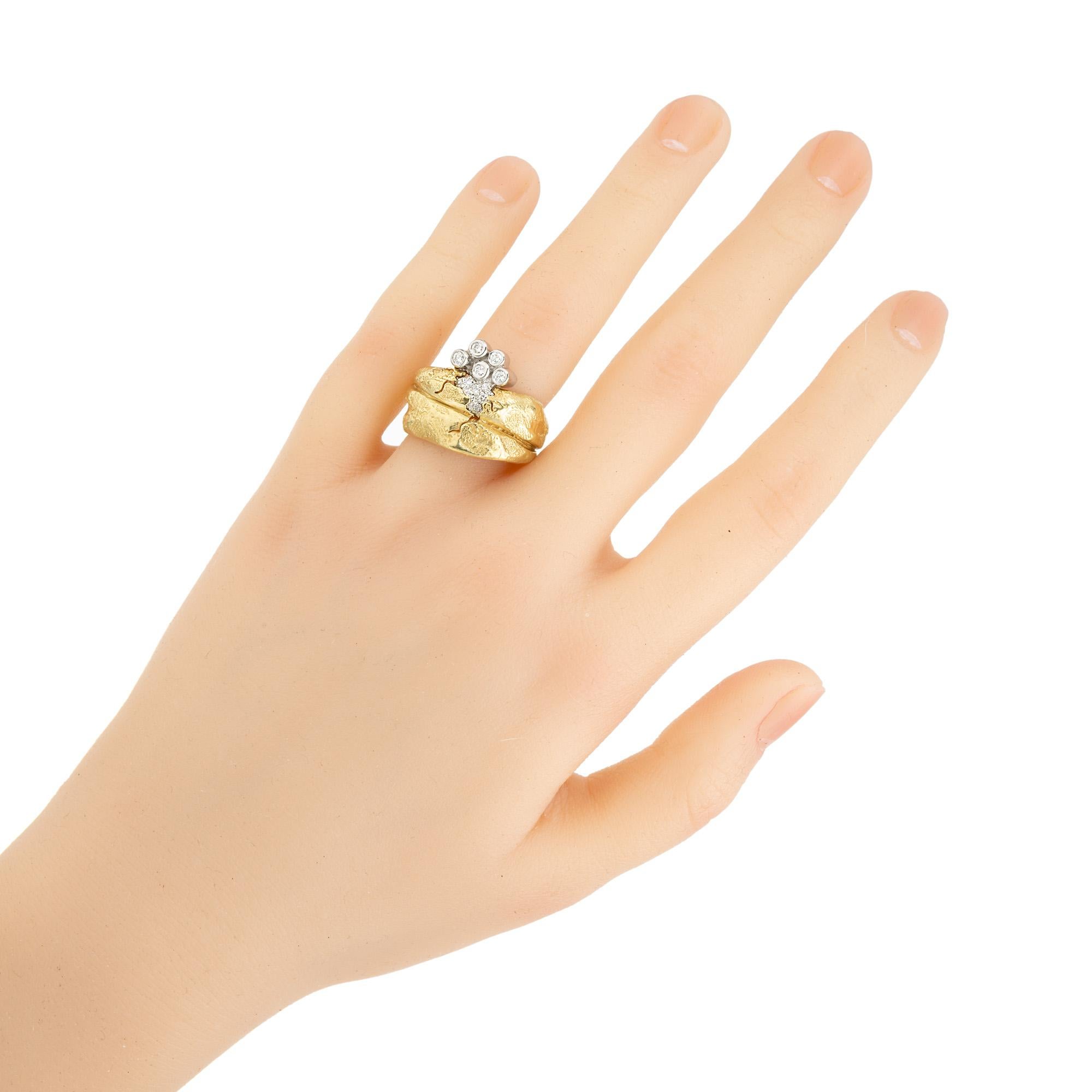 SeidenGang Bague de cocktail Odyssey en or jaune platine avec diamant de 0,15 carat en vente 1