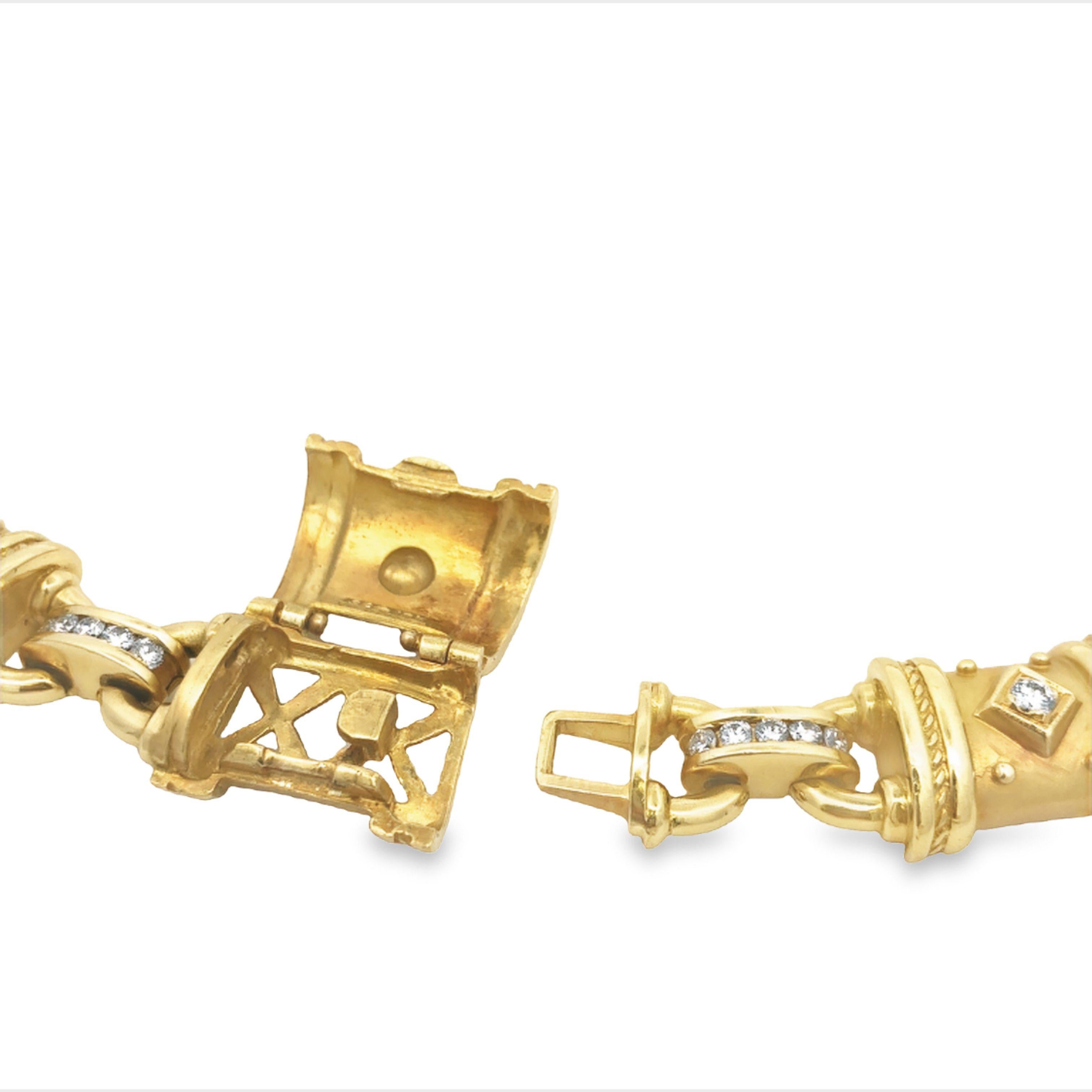 Seidengang-Halskette aus 18 Karat Gelbgold mit 77 runden Diamanten (Rundschliff) im Angebot