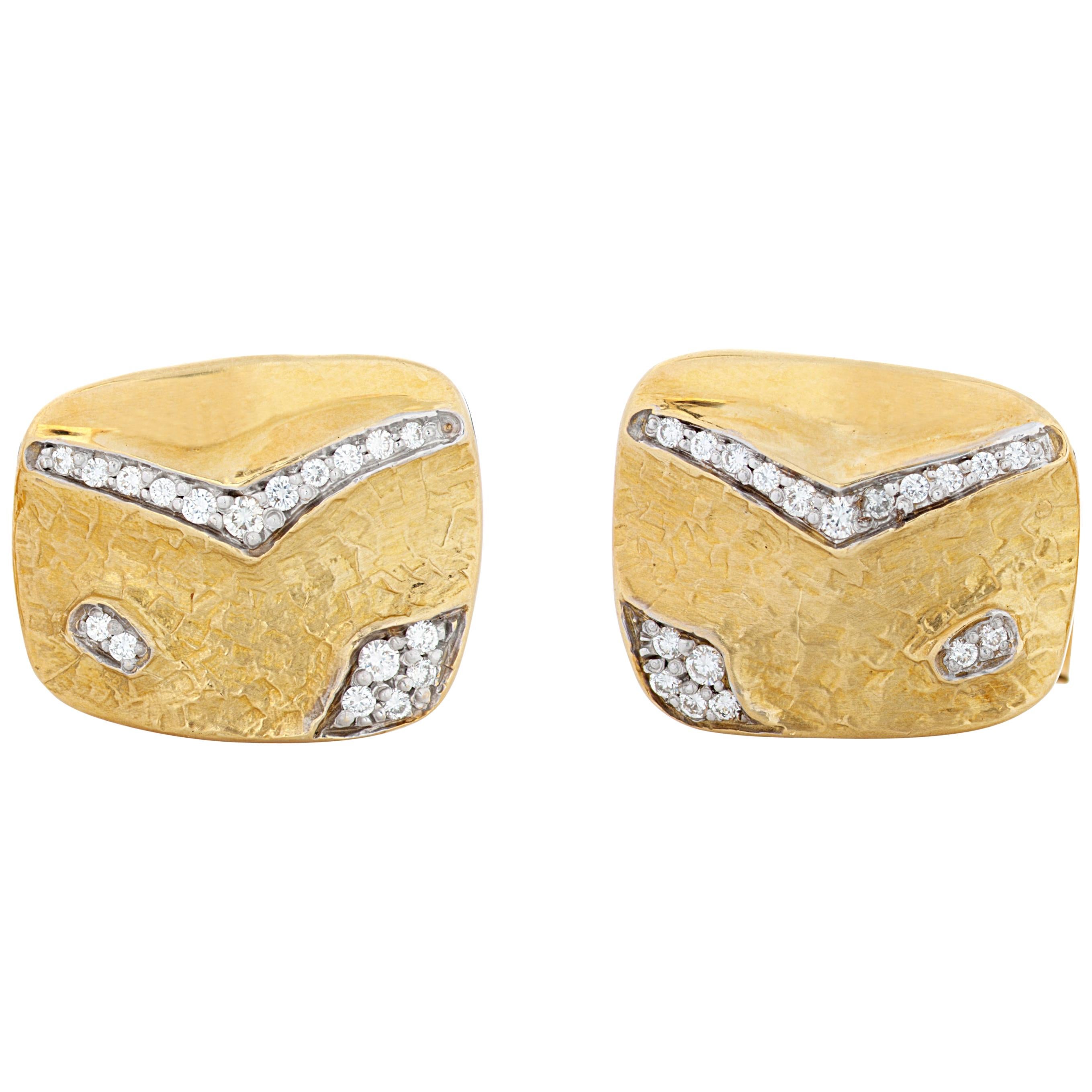 SeidenGang 18 Karat Yellow Gold Cufflinks with 0.36 Carat of Diamonds