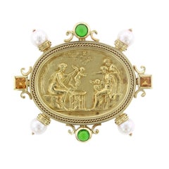 SeidenGang 18 Karat Yellow Gold Gem-Set Athens Intaglio Brooch