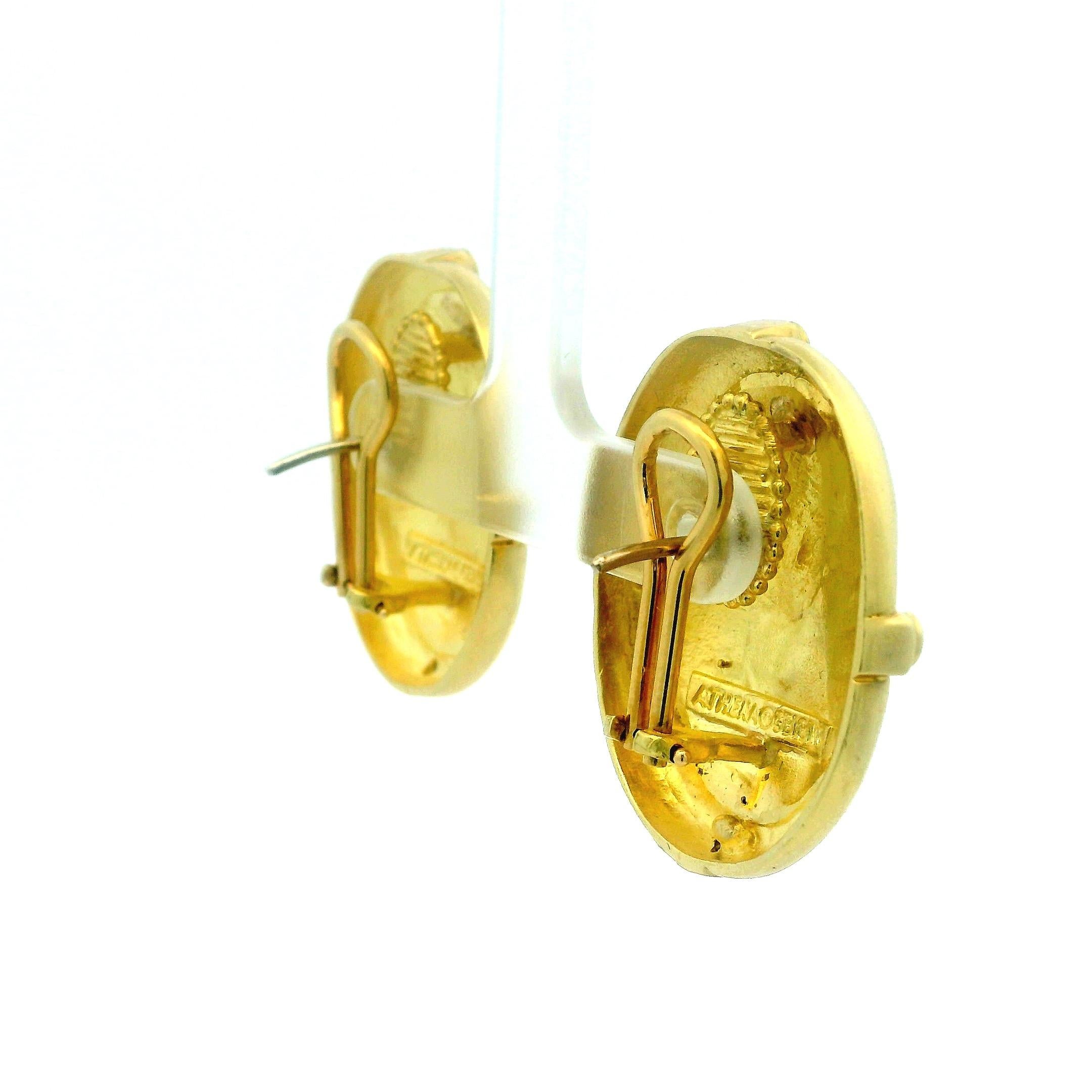 SeidenGang Orecchini a Medaglione Athena Roman Revival 18K con Diamanti in vendita 1