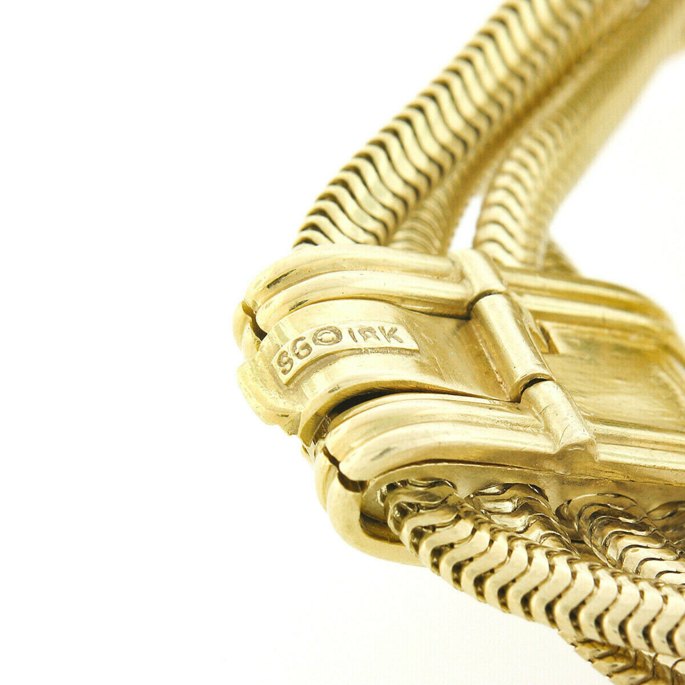 SeidenGang 18k Gold 4 Row Snake Chain w/ Pink & Green Tourmaline Panel Bracelet 3