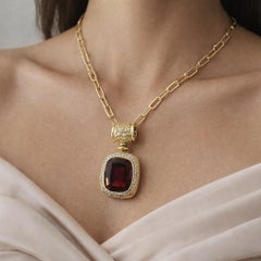 SeidenGang Or 18k Citrine de Madère et Diamant Gravé Pendentif Enhancer Slide