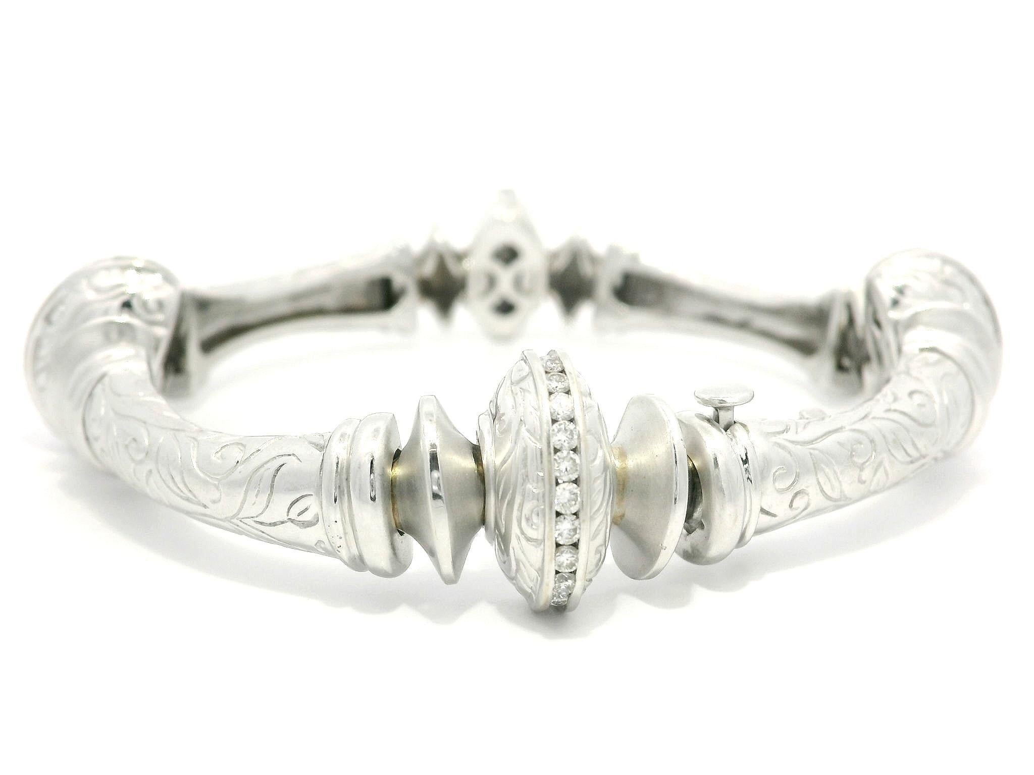 SeidenGang Or blanc 18k 0.60ctw Diamant gravé Dual Finish Link Pour femmes en vente