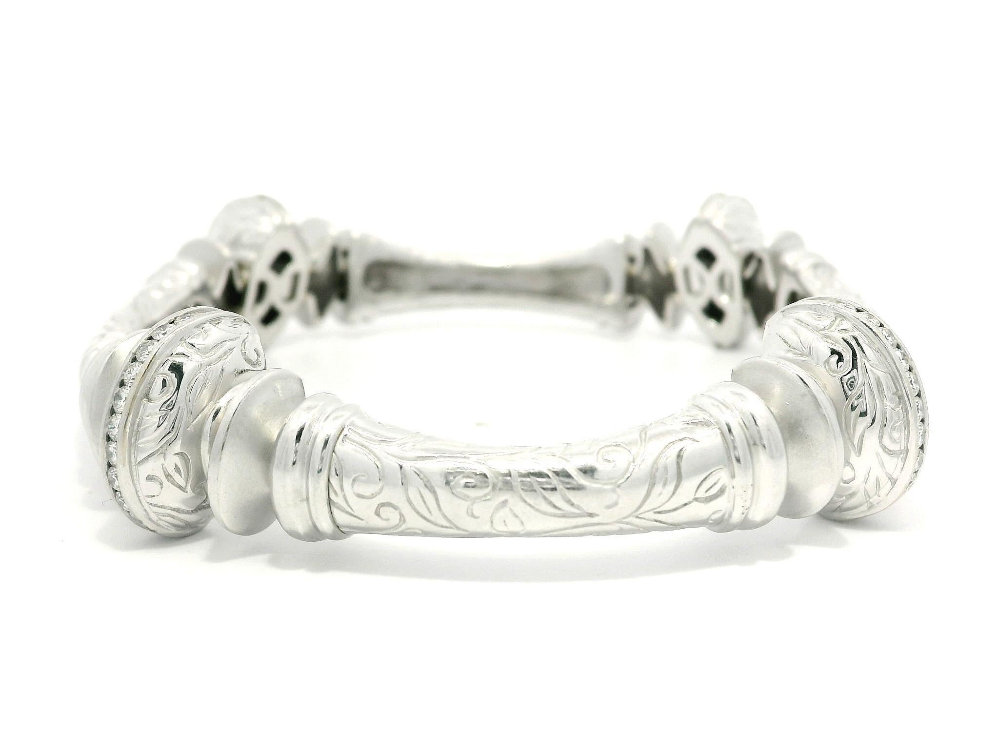 SeidenGang Or blanc 18k 0.60ctw Diamant gravé Dual Finish Link en vente 1