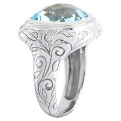 SeidenGang Anillo de oro blanco de 18 quilates con diamantes y topacio SG09-051926