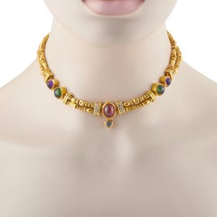 Collana SeidenGang in oro giallo 18 carati con diamanti da 0,30 carati, ametista e tormalina