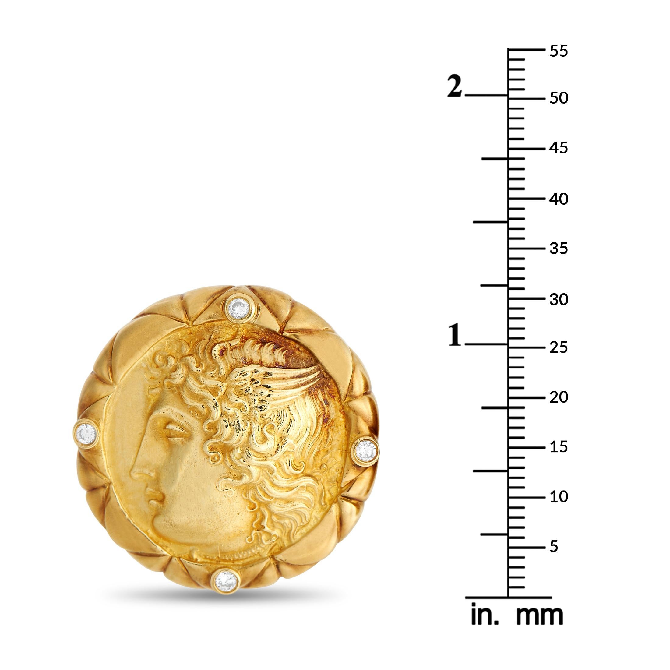 Round Cut SeidenGang 18k Yellow Gold 0.48 Ct Diamond Clip-On Earrings