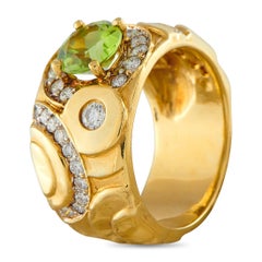 Anello SeidenGang in oro giallo 18 carati con diamante da 0,60 carati e peridoto SG05-062526