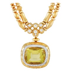 SeidenGang 18K Yellow Gold 1.25 Ct Diamond and Golden Beryl Necklace
