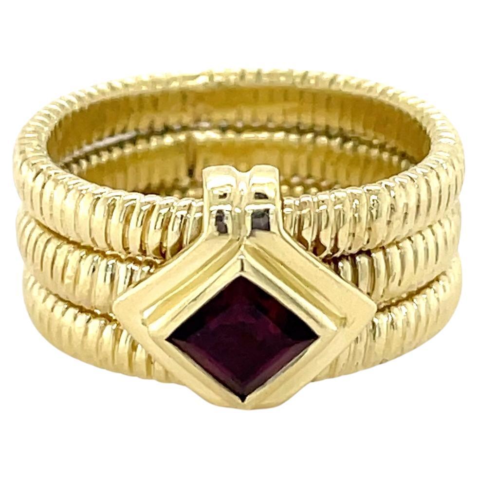 SeidenGang, 18K Yellow Gold and Garnet Triple Coil Ring