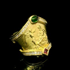 Seidengang 18k Yellow Gold Diamond Chrome Diopside Pearl Enhancer Clasp Pendant