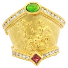 Seidengang 18k Yellow Gold Diamond Chrome Diopside Pearl Enhancer Clasp Pendant