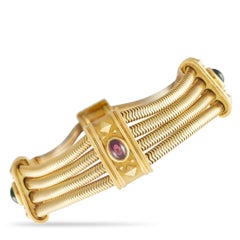 Seidengang 18k Yellow Gold Tourmaline Four Row Snake Chain Bracelet