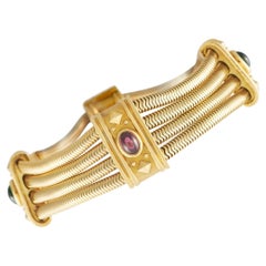 Seidengang 18k Gelbgold Turmalin Vierreihige Schlangenkette Armband