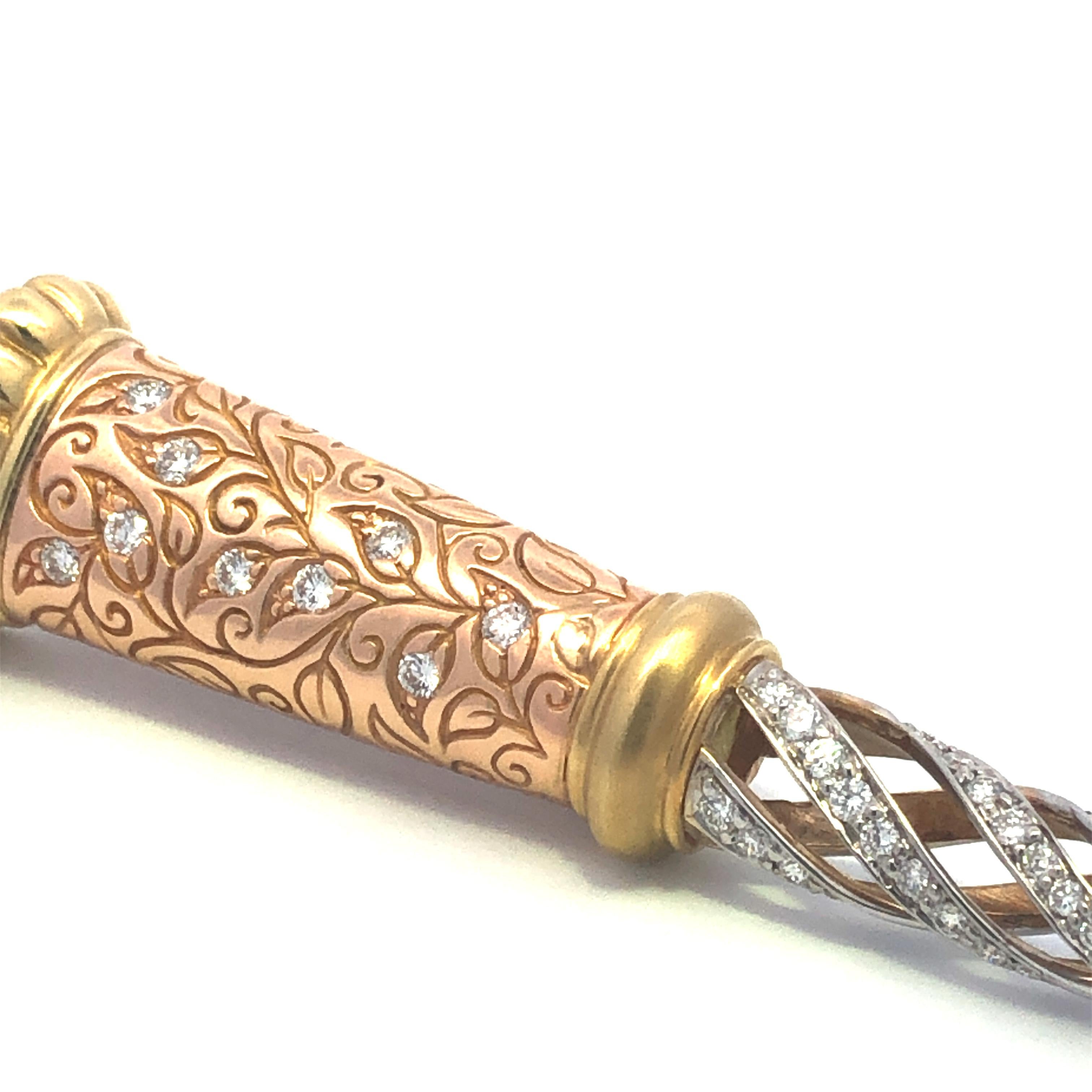 Seidengang Broche en or jaune, rose et blanc 18 carats Bon état - En vente à Bridgewater, NJ