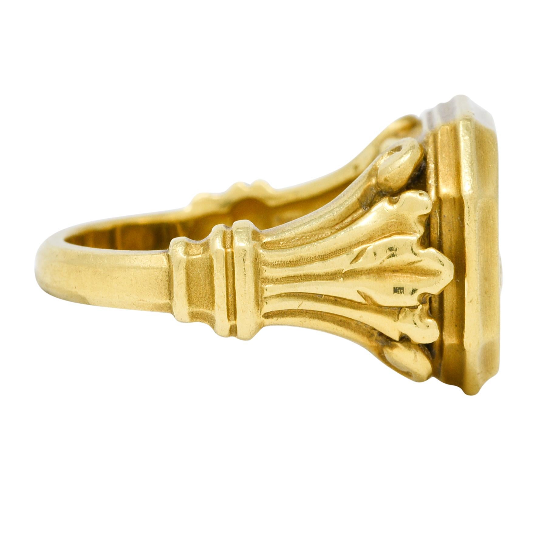 Contemporary SeidenGang 1980s 18 Karat Yellow Gold Greek Hermes Unisex Vintage Signet Ring