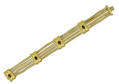 Bracciale vintage SeidenGang anni '90 con tormalina in oro giallo 18 carati a più fili