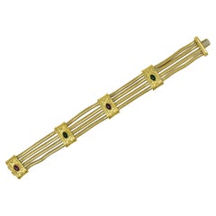 SeidenGang 1990's Tourmaline 18 Karat Yellow Gold Multi-Strand Vintage Bracelet