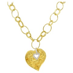 SeidenGang 2000's 1.20 CTW Diamond Platinum 18 Karat Gold Heart Pendant Necklace