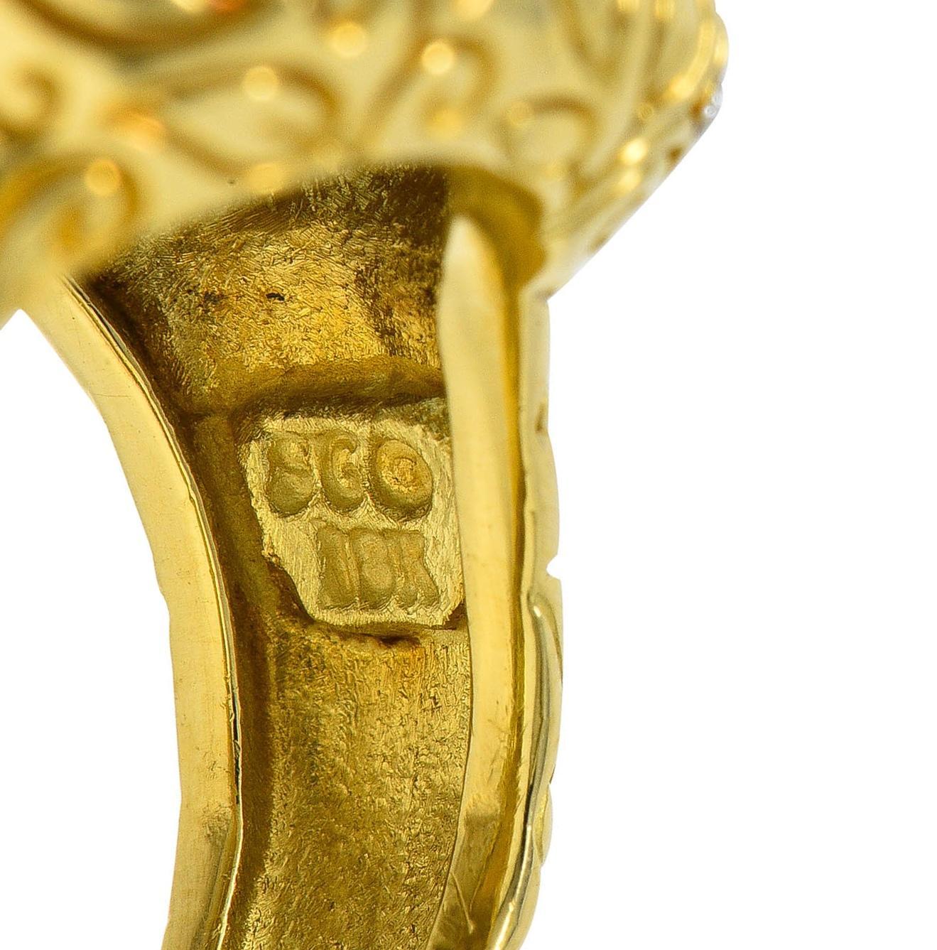SeidenGang 2000's Chalcedony Diamond 18 Karat Gold Scrolling Foliate Ring 1