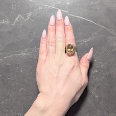 SeidenGang Anillo de Cóctel con Bisel de Oro Amarillo de 18 Kilates y Diamante Citrino del año 2000