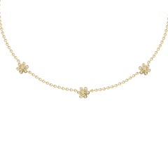Seidengang .35 Carat Diamond Yellow Gold Three Flower Necklace