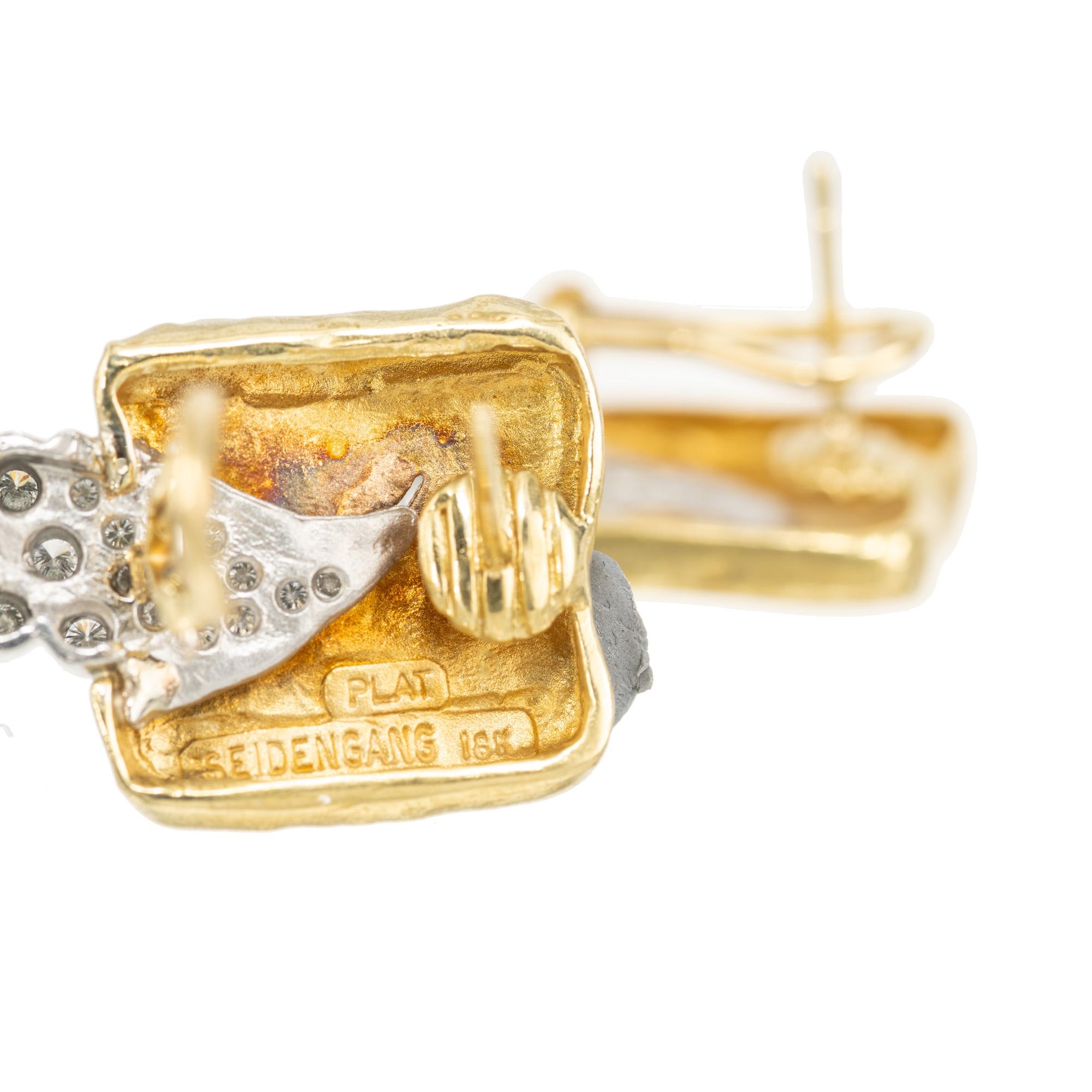 SeidenGang Boucles d'oreilles à levier en or jaune platine Glacier avec diamant de 0,48 carat en vente 1