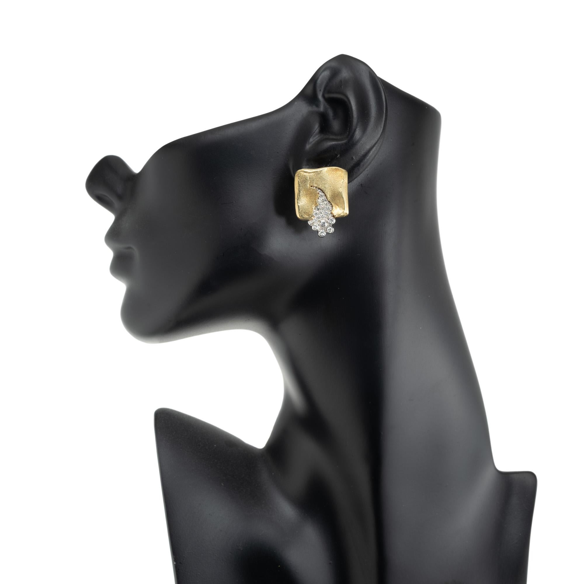 SeidenGang Boucles d'oreilles à levier en or jaune platine Glacier avec diamant de 0,48 carat en vente 2
