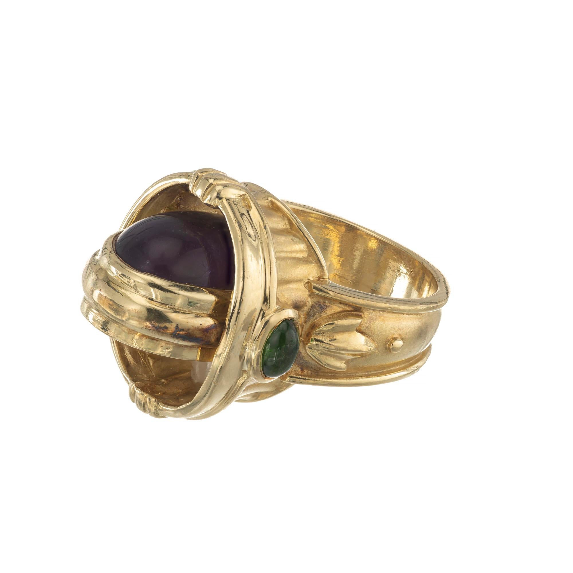 Seidengang Amethyst Tourmaline Gold Flip Ring In Excellent Condition In Stamford, CT