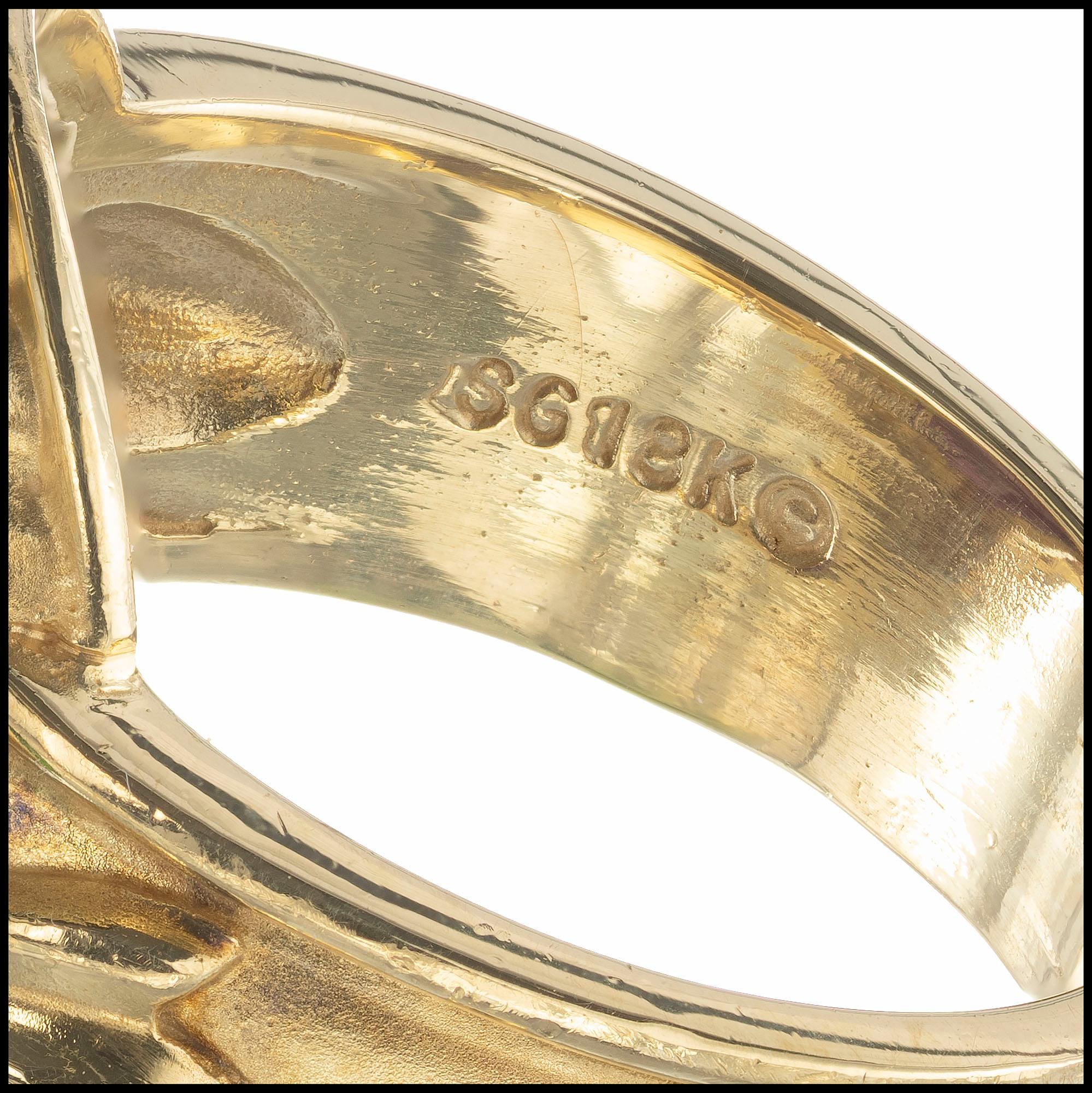 Women's or Men's Seidengang Amethyst Tourmaline Gold Flip Ring