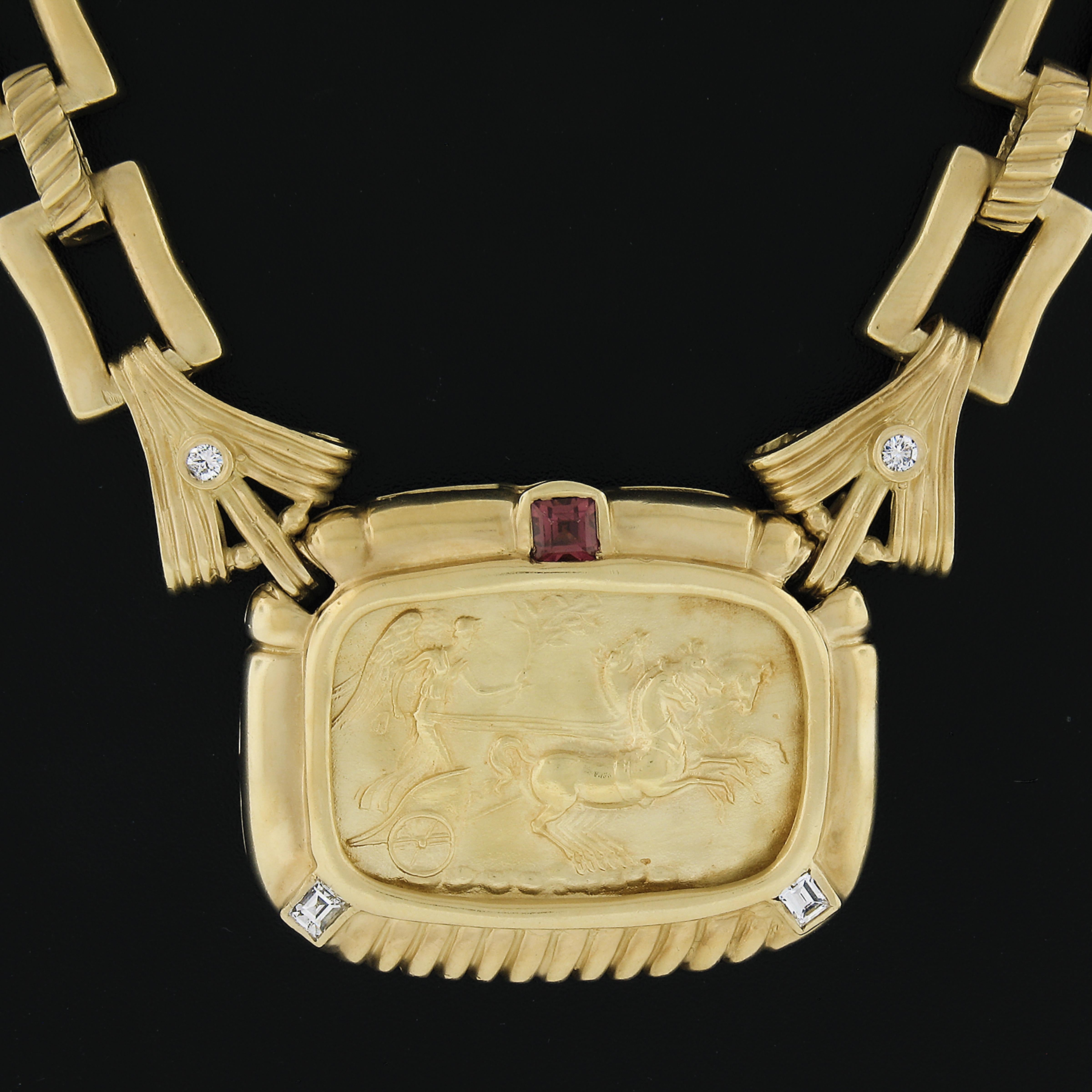Seidengang Athena, collier à maillons de 15 pouces en or 18 carats, diamant et tourmaline, cheval Chariot Pour femmes en vente