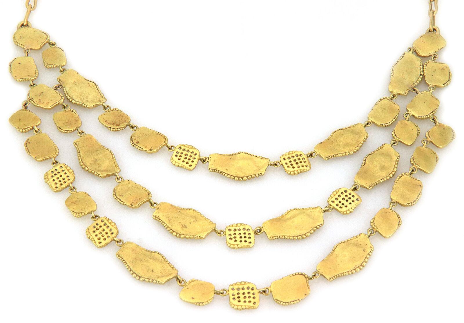Seidengang Athena Diamant 18k Gold Dreireihige Lwen-Halskette im Zustand „Hervorragend“ im Angebot in Boca Raton, FL