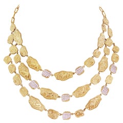 Seidengang Athena Diamond 18k Gold Triple Strand Lions Stars Necklace