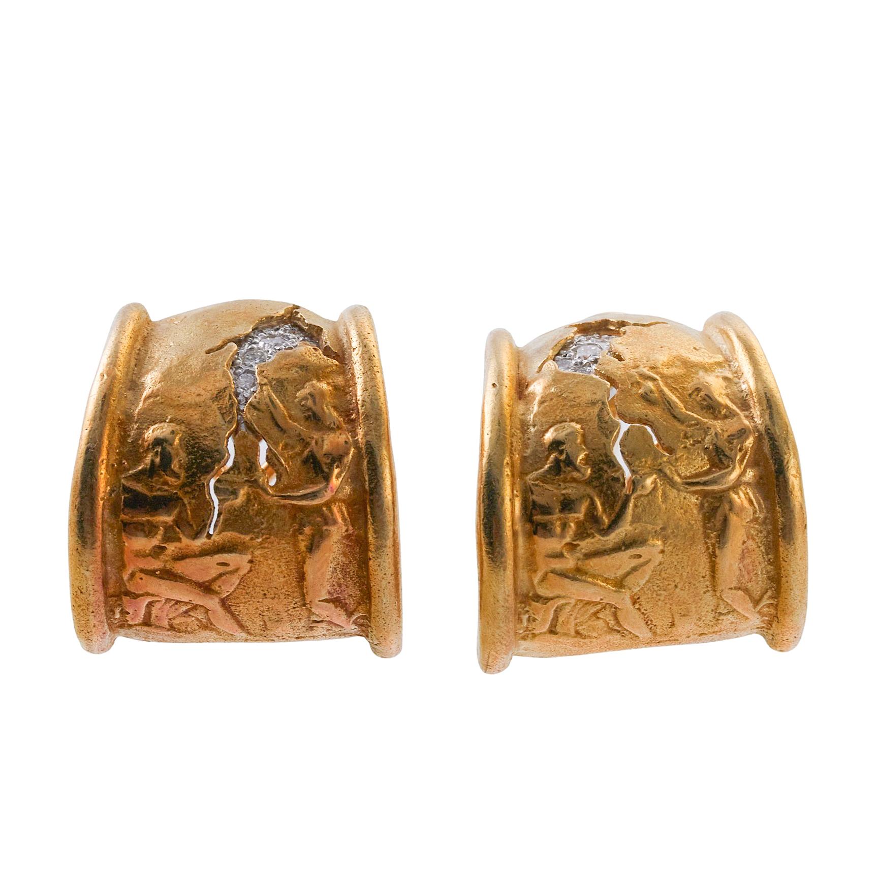 Seidengang Athena Diamond Gold Platinum Hoop Earrings For Sale