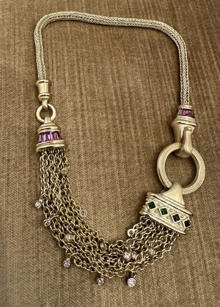 Collar Gargantilla SeidenGang con Diamantes y Turmalinas en Oro Amarillo de 18k en venta