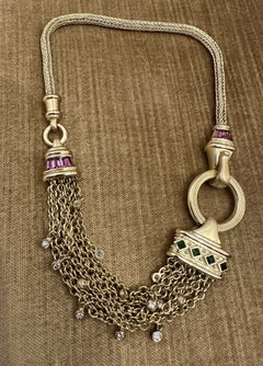 SeidenGang Collier ras du cou en or jaune 18 carats avec diamants et tourmalines