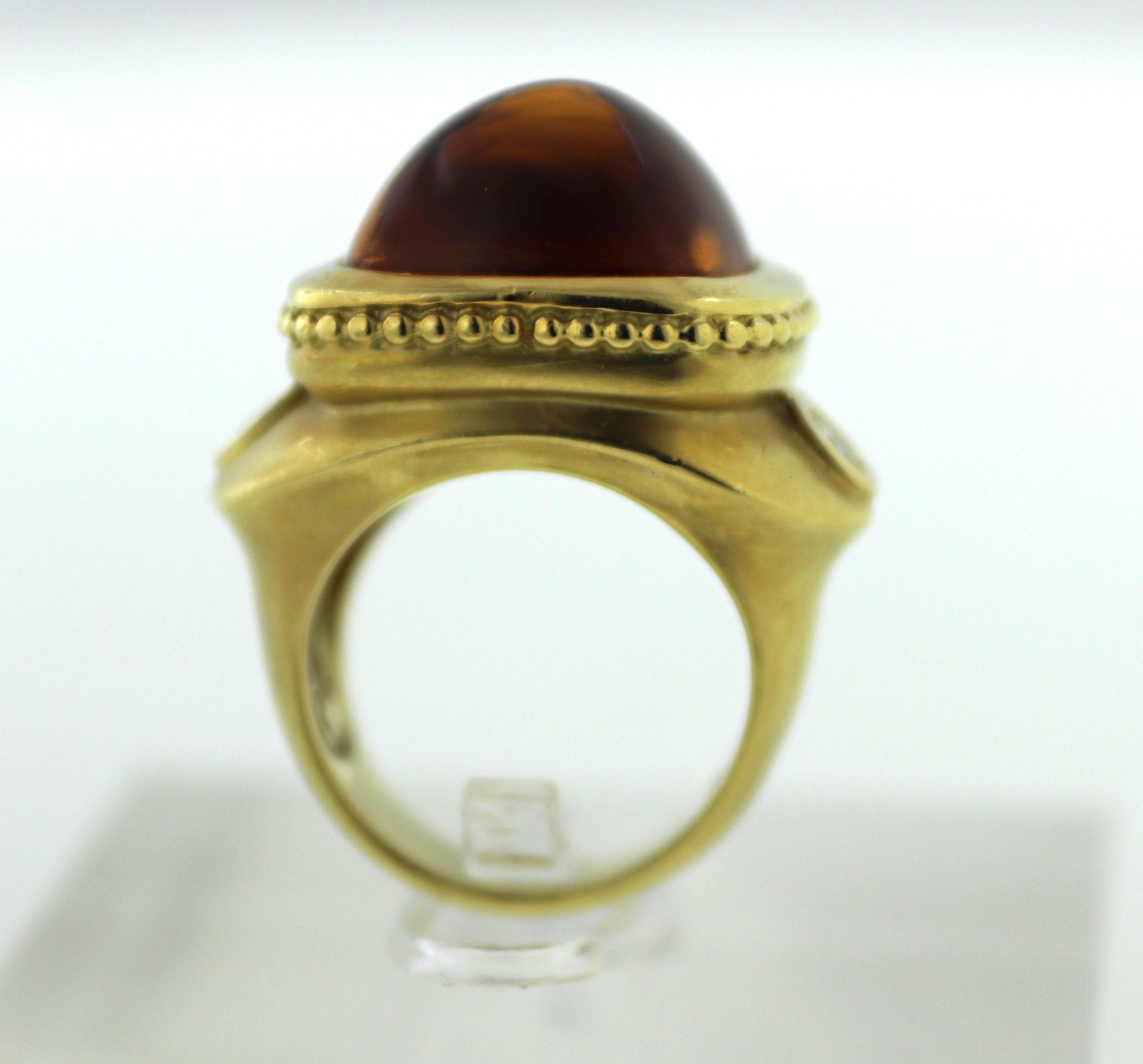 Seidengang Citrine Diamond, 18k Yellow Gold Classic Athena Ring For Sale 1
